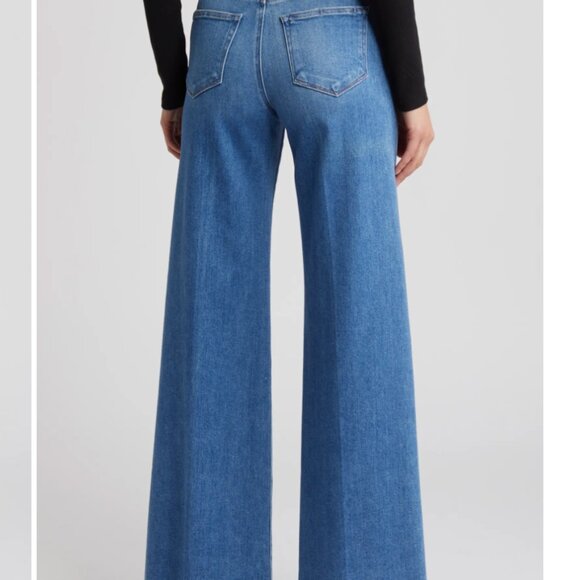 Paige Anessa High Waist Raw Hem Wide Leg Jeans in Color Mesmerize 29 - Picture 4 of 9